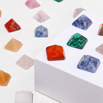 14Pcs 14 Style Pyramid Natural & Synthetic Gemstone Home Display Decorations G-FG00001-04-1