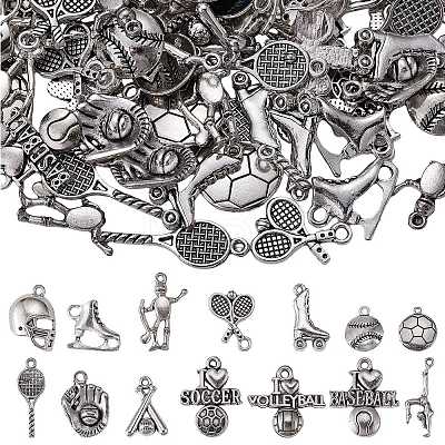 112Pcs 14 Style Tibetan Style Alloy Pendants TIBEP-SZ0001-11-1