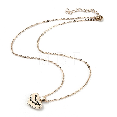 Golden Plated Heart with Constellation/Zodiac Sign Alloy Enamel Pendant Necklaces NJEW-H214-A03-G-1