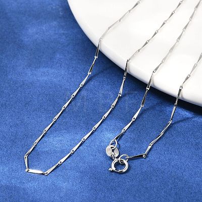 925 Sterling Silver Twisted Bar Link Chain Necklaces NJEW-H056-01A-P-1