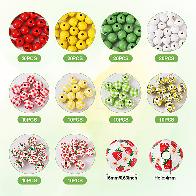 140Pcs 10 Styles Natural Wooden Beads Set WOOD-TA0001-76-1