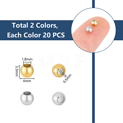 Unicraftale 40Pcs 2 Colors Ion Plating(IP) 202 Stainless Steel Beads STAS-UN0056-15-1