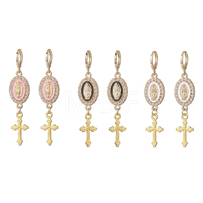 Alloy Enamel Hoop Earrings EJEW-JE06921-1