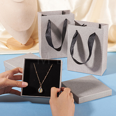 2Pcs Square Paper Jewelry Display Cases CON-TA0001-39F-02-1