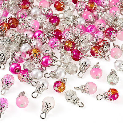 100Pcs Mixed Styles Glass Pendants PALLOY-TADJ00006-1