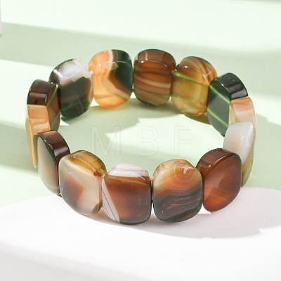 Oval Natural Banded Agate(Dyed & Heated) Beaded Stretch Bracelets for Women Men GG-CBA9ACE-A12-1