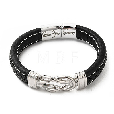 Word Love You Forever Stainless Steel Interlocking Knot Link Bracelet JB753A-1