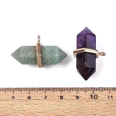 Natural & Synthetic Mixed Stone Double Terminal Pointed Pendants G-N345-09-1