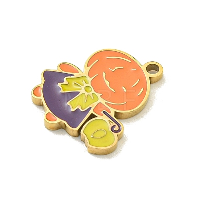 Halloween Theme Ion Plating(IP) 304 Stainless Steel Enamel Charms STAS-M011-03C-1