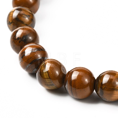 Natural Tiger Eye & Lava Rock & Synthetic Hematitie Beads Stretch Bracelet Set BJEW-JB07030-1