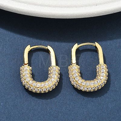 Brass Micro Pave Clear Cubic Zirconia Hoop Earrings EJEW-C182-07B-G-1