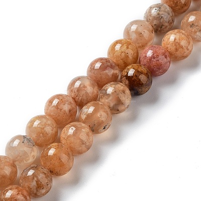 Natural Flower Agate Beads Strands G-B044-A01-01-1