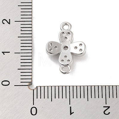 Brass Pave Clear Cubic Zirconia Flower Links Connector Charms KK-Z061-02P-02-1