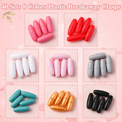 40 Sets 8 Colors Plastic Breakaway Clasps KY-FS0001-37-1