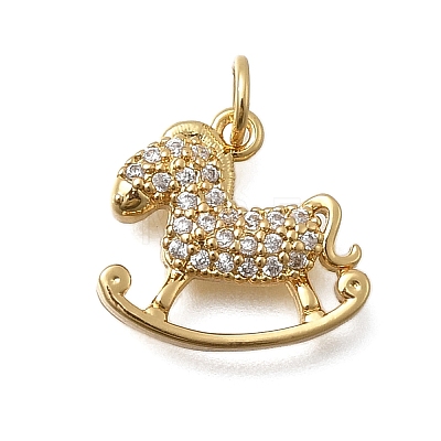Brass Micro Pave Cubic Zirconia Pendants KK-D431-007G-1