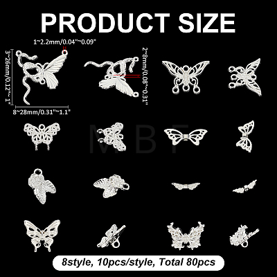 80Pcs 8 Styles DIY Butterfly Jewerly Making Finding Kits FIND-WR0012-21-1