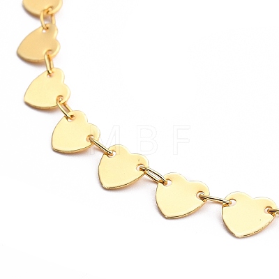 Brass Heart Link Chain Necklaces NJEW-JN03184-01-1