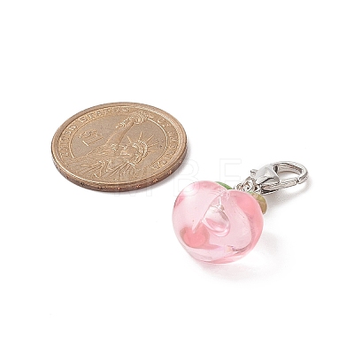 Transparent Peach Resin Pendant Decorations HJEW-JM00889-1