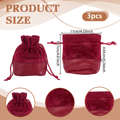 3Pcs Velvet & PU Leather Storage Bags TP-NB0001-89A-1
