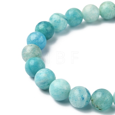 Natural Hemimorphite Round Beaded Stretch Bracelets BJEW-TA00280-1