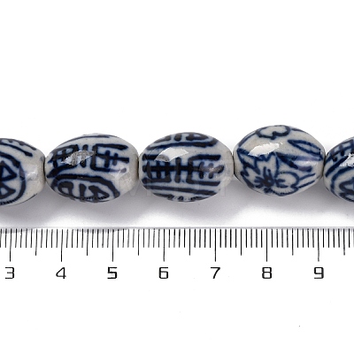 Handmade Blue and White Porcelain Beads PORC-I027-16A-1