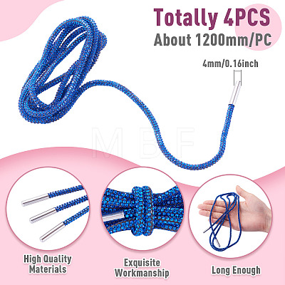 4Pcs Rhinestone Round Cord Shoelace FIND-TA0010-44P-01-1