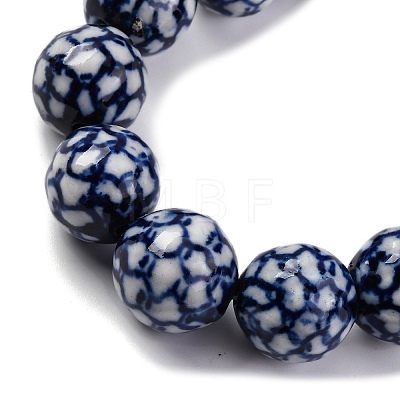 Handmade Blue and White Porcelain Beads Strands PORC-I027-04B-1