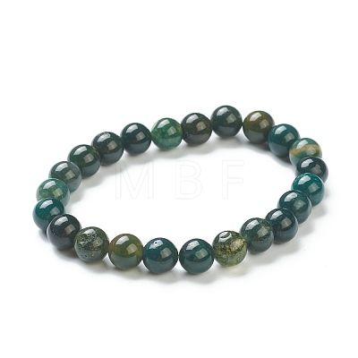 Natural Moss Agate Beaded Stretch Bracelets BJEW-D446-C-44-1