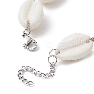 Acrylic Shell Bead Link Anklets for Women BJEW-JB09370-1