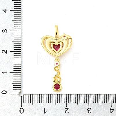 Heart Real 18K Gold Plated Rack Plating Brass Micro Pave Cubic Zirconia Pendants KK-S396-09C-1