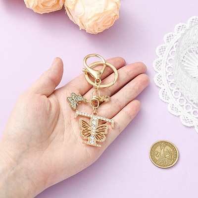 Alloy Rhinestone & Iron Keychain KEYC-YW00279-01-1