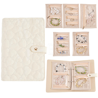 Heart Textured PU Leather Jewely Binder Albums AJEW-WH20098-149B-1