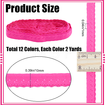 Gorgecraft 24 Yards 12 Colors Chinlon Wavy Edge Elastic Band EC-GF0001-42-1