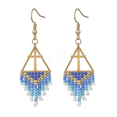 Glass Beads Braided Dangle Earrings EJEW-MZ00786-01-1