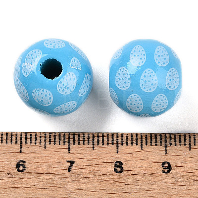 Easter Theme Printed Wood Beads WOOD-T032-22G-1