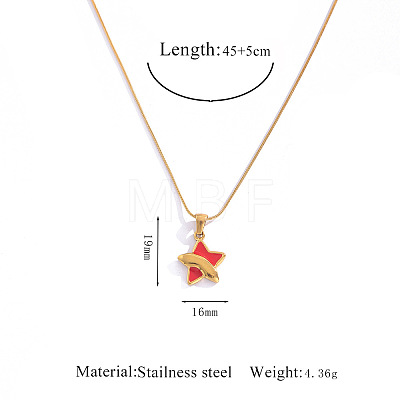 304 Stainless Steel Enamel Red Geometric Pendant Necklaces FS-WGE6FD0-06-1