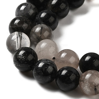 Natural Black Rutilated Quartz Beads Strands G-R446-6mm-37-01-1