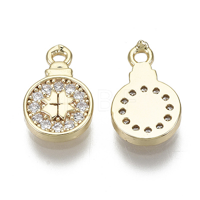 Brass Micro Pave Clear Cubic Zirconia Charms KK-S348-518-NF-1