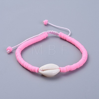 Handmade Polymer Clay Heishi Beads Braided Bracelets BJEW-JB04318-03-1
