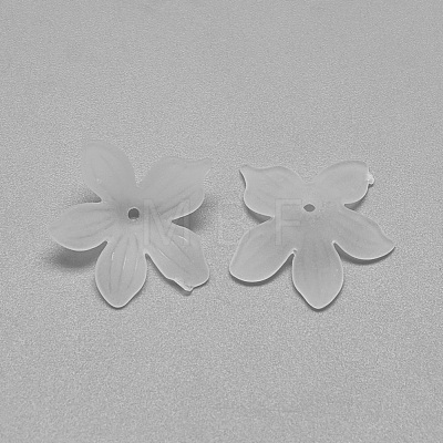 5-Petal Transparent Acrylic Bead Caps X-FACR-S015-SB518-1