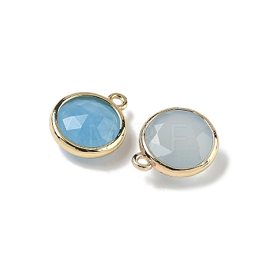 Dyed Natural White Jade Faceted Flat Round Charms G-U028-03G-10-1