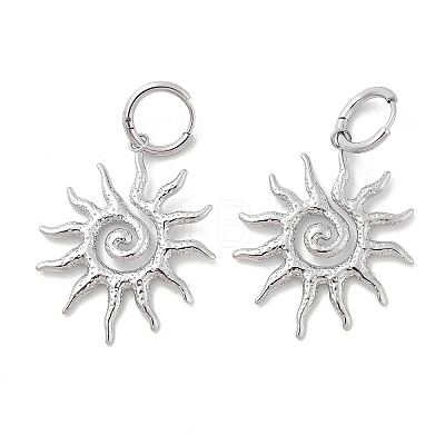 304 Stainless Steel Sun Hoop Earrings EJEW-M073-01P-1