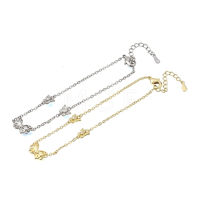 Brass Butterfly Link Bracelets KK-CBAFF9E-01G-1