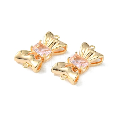 Brass Pave Cubic Zirconia Connector Charms KK-L208-01G-06-1