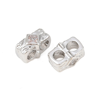 Brass Micro Pave Clear Cubic Zirconia Slide Charms KK-Z151-05P-1