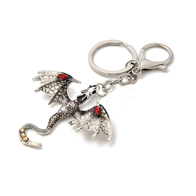 Dragon Alloy Rhinestone Pendant Keychains KEYC-G065-01D-1
