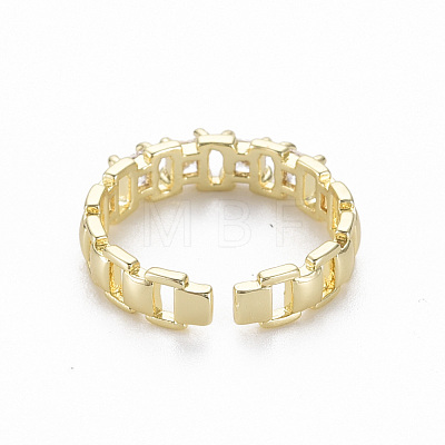 Brass Micro Pave Clear Cubic Zirconia Cuff Rings RJEW-Q164-016-NF-1