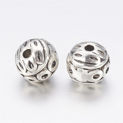 Antique Silver Alloy Round Beads X-PALLOY-101-AS-RS-1