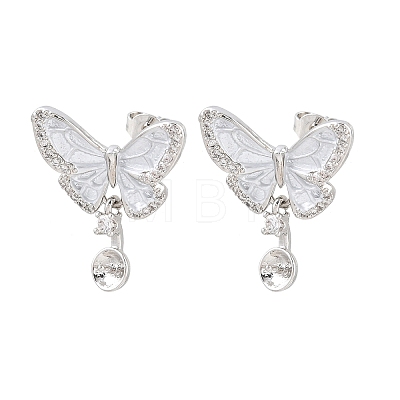 Brass Micro Pave Cubic Zirconia Stud Earring Findings CU-CBAA5EE-03P-B-1