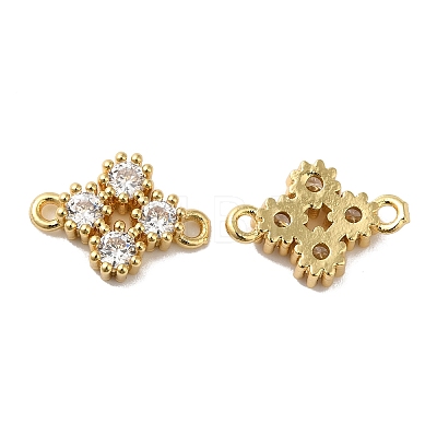 Rack Plating Brass Pave Cubic Zirconia Connector Charms KK-O142-44G-1